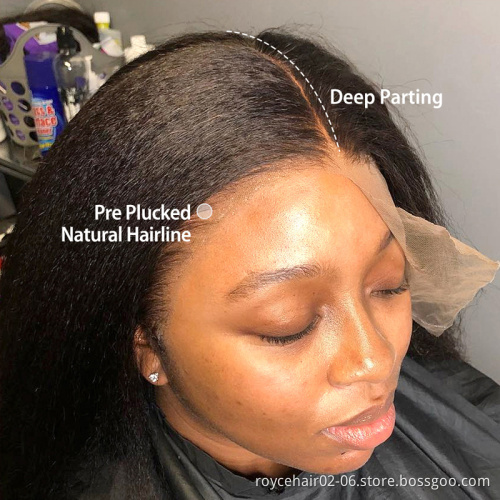 30 Inch High Quality Virgin Remy Human Hair Wig Kinky Straight Yaki Full Lace Braided Natural Wigs for Women